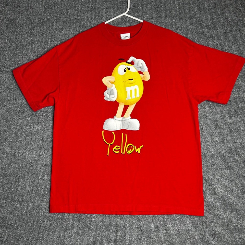 M&M's World Mens Red‎ Yellow Character Graphic T-Shirt XL 2011 Cotton